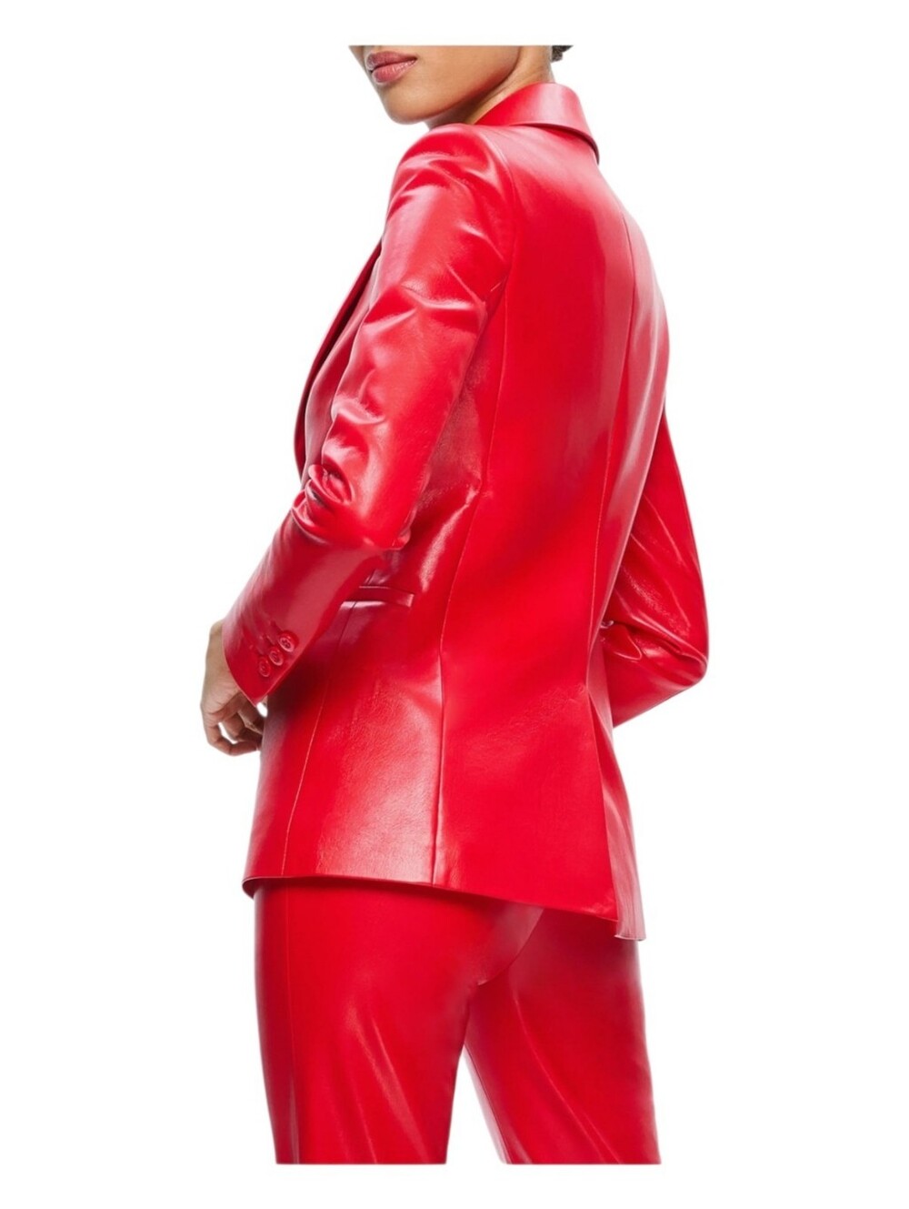 Alice + Olivia Red Macey Faux Leather Blazer Size 8 - Picture 3 of 16